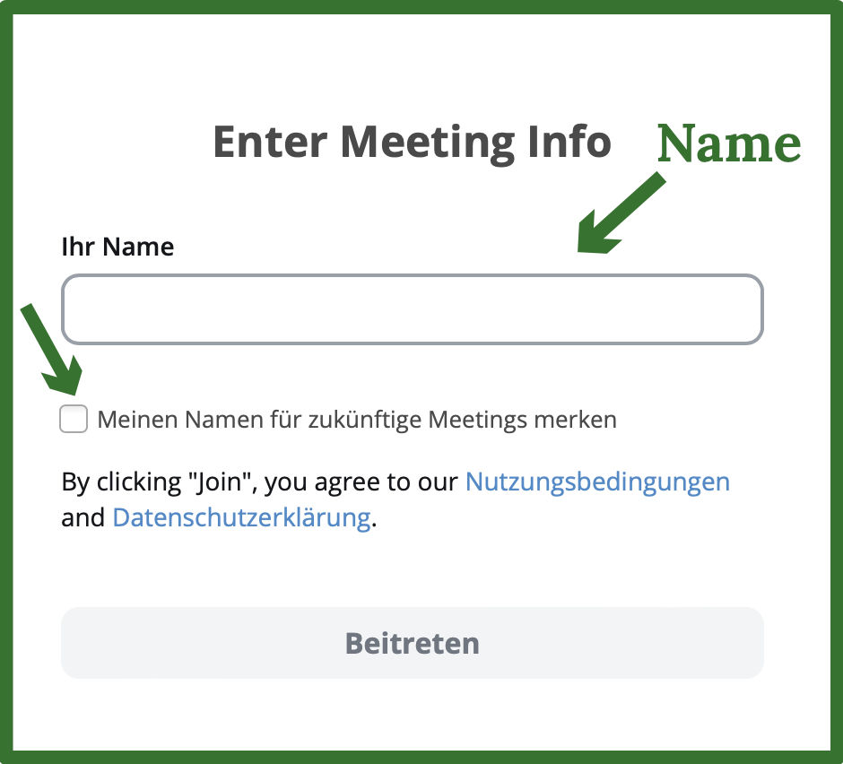 Name eintragen